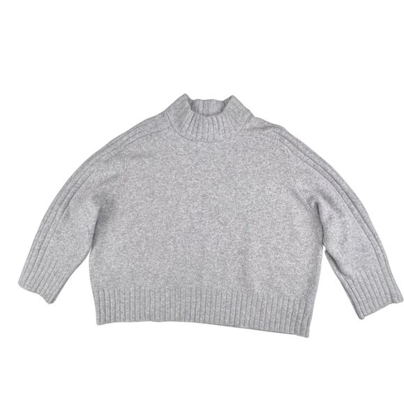 Ava & Viv Sweater 3X Light Heather Gray Cozy Relaxed Fit Mock Neck Knit Sweater - Picture 1 of 9